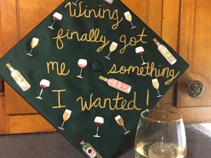 A wine-oriented graduation cap