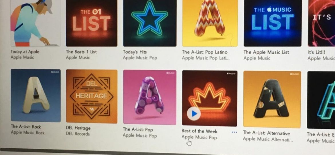 Apple Music albums selections page